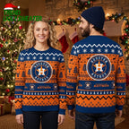 Houston Astros Reindeer Pattern Ugly Christmas Sweater