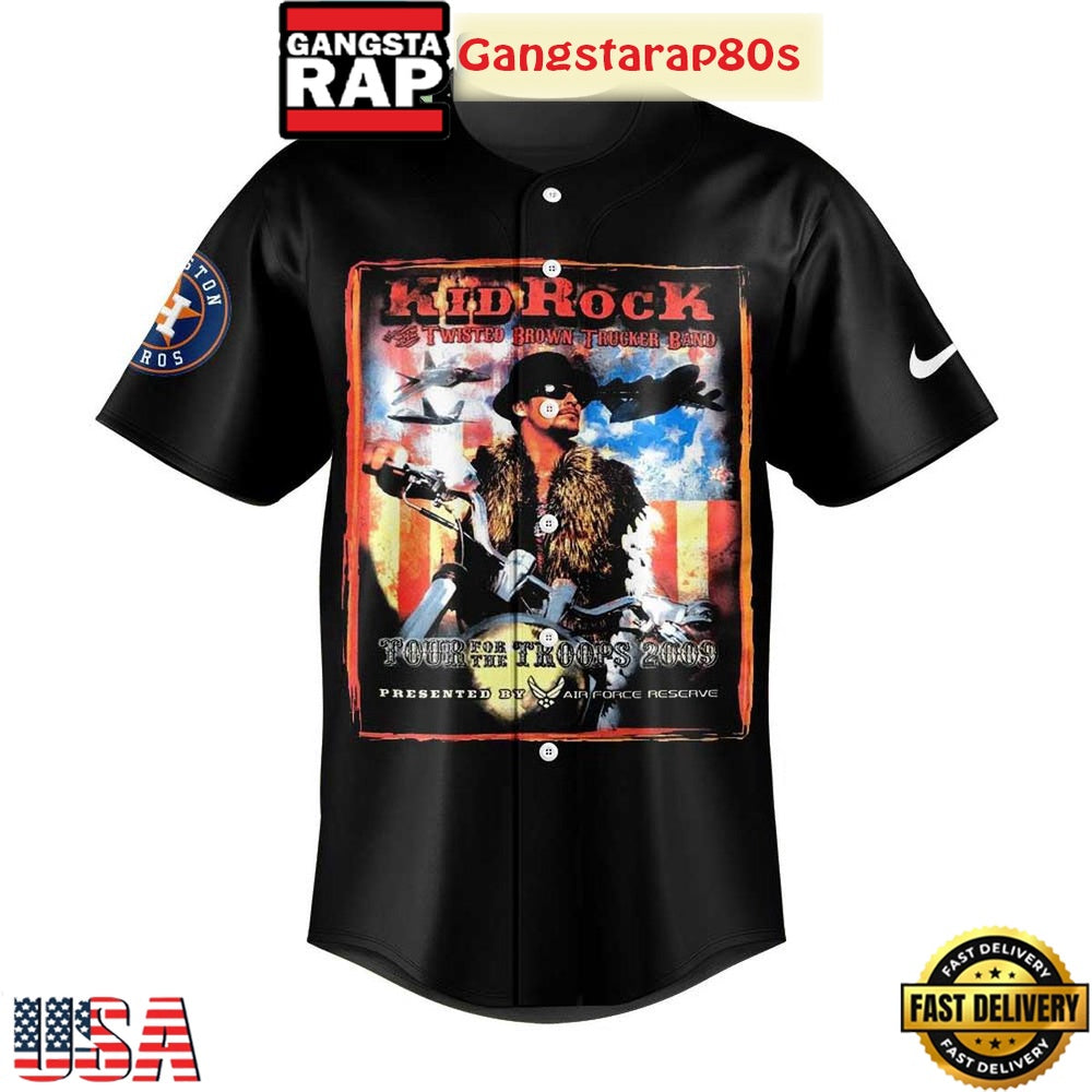 Houston Astros x Bryan I’m The Problem Tour Kid Rock Black Baseball Jersey Shirt