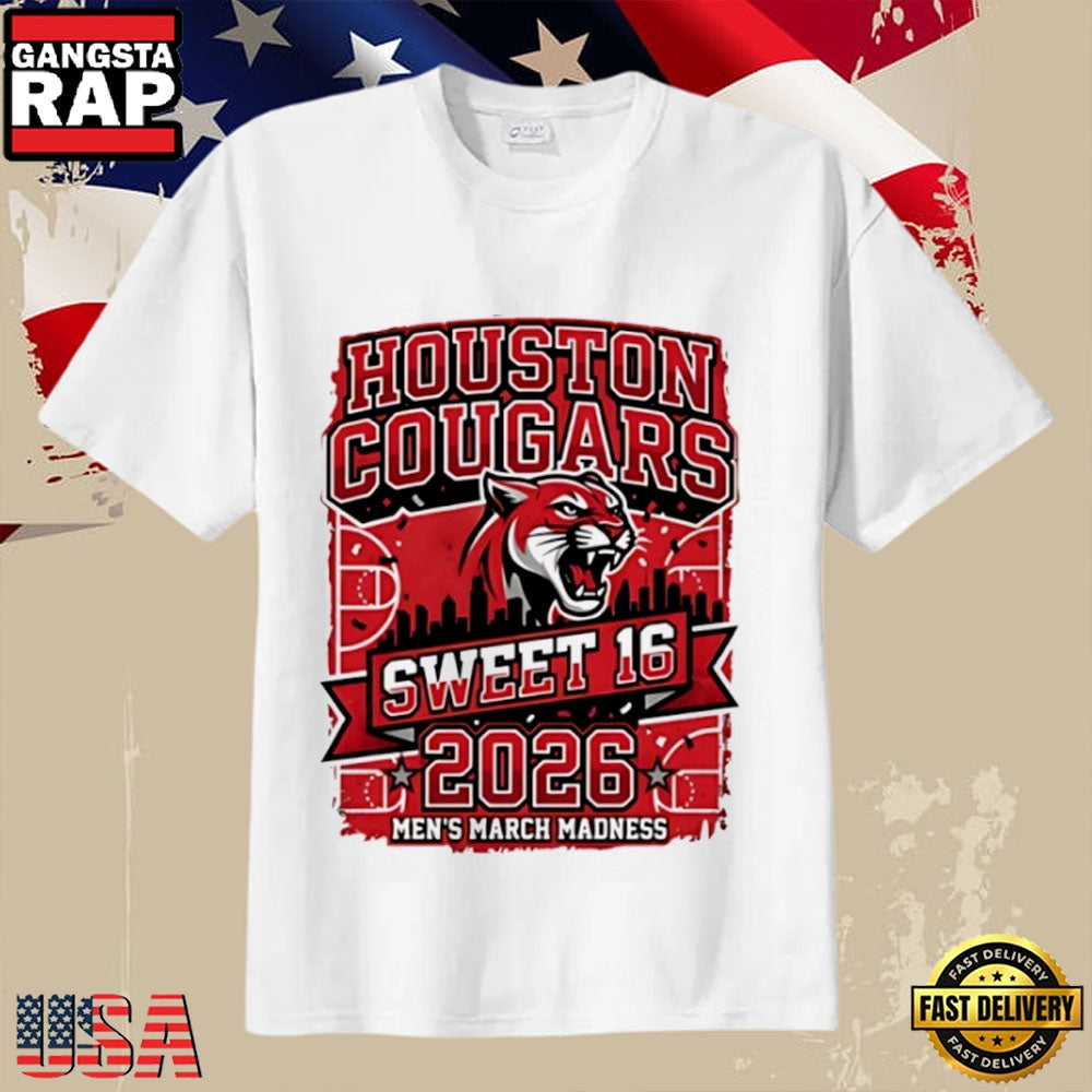 Houston Cougars Sweet 16 2026 March Madness City Skyline College Basketball T-Shirt