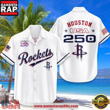 Houston Rockets USA Flag 250 Years of Freedom Anniversary 1776-2026 Summer Hawaiian Shirt