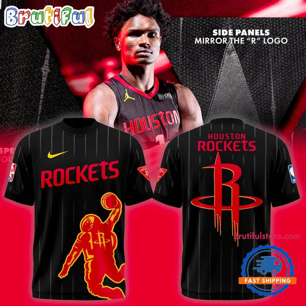 Houston Rockets NBA 2026 New Logo Black Hoodie T-Shirt