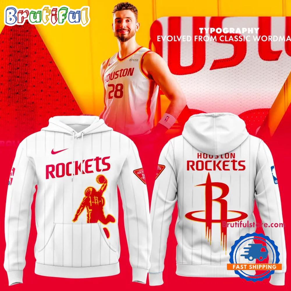 Houston Rockets NBA 2026 New Logo White Hoodie T-Shirt