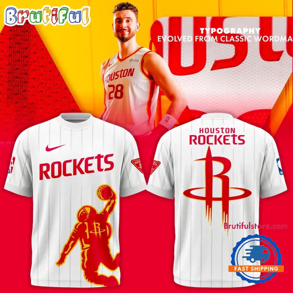 Houston Rockets NBA 2026 New Logo White Hoodie T-Shirt