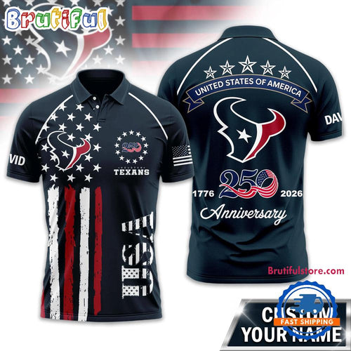Houston Texans 2026 NFL American Semiquincentennial 250th Anniversary Polo Shirt