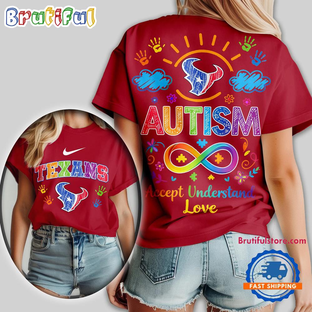 Houston Texans 2026 NFL National Autism Acceptance Month Design 3D T Shirt