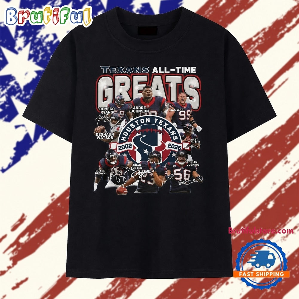 Houston Texans All Time Greats 2002 2026 Signatures Graphic T Shirt