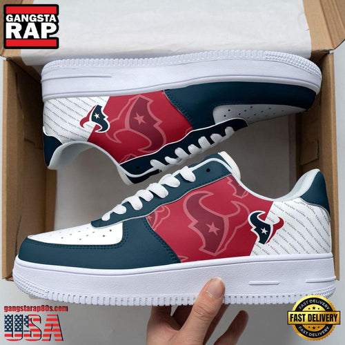 NFL Houston Texans Basic Pattern Football New Design Air Force 1 Running Sneakers Shoes