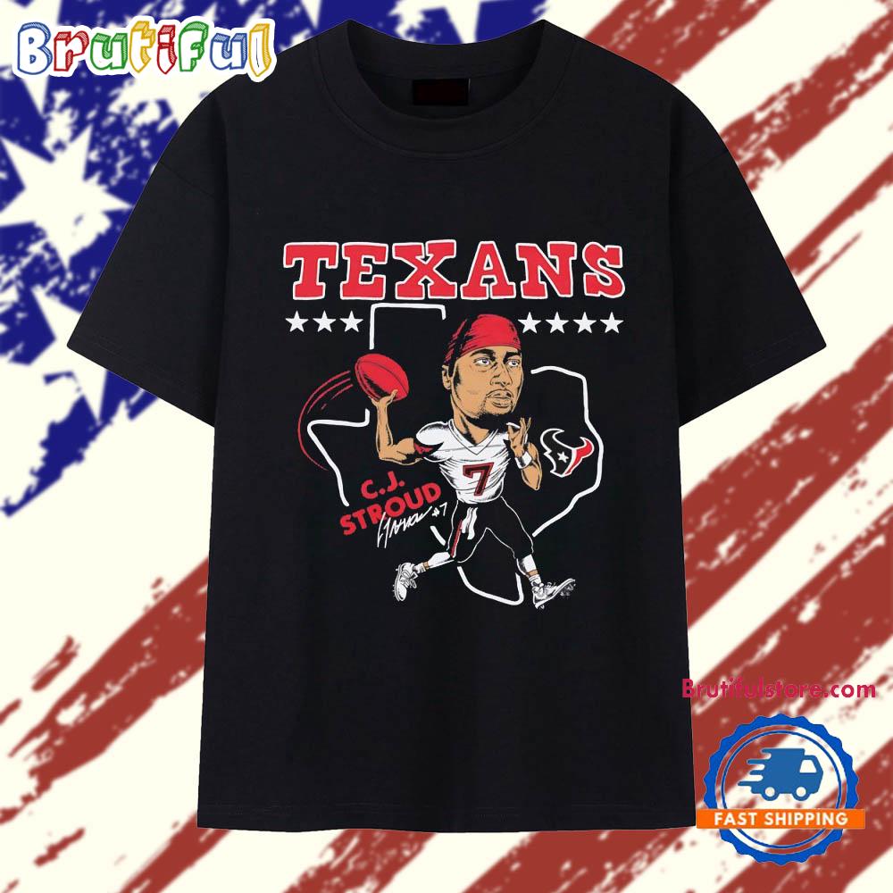 Houston Texans CJ Stroud Caricature Signature T Shirt