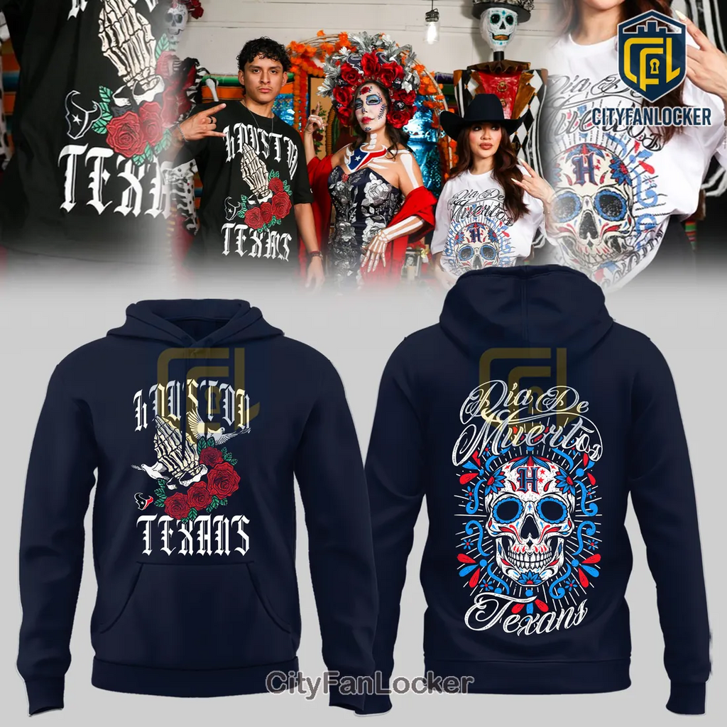 Houston Texans Dia De Los Muertos Navy Hoodie