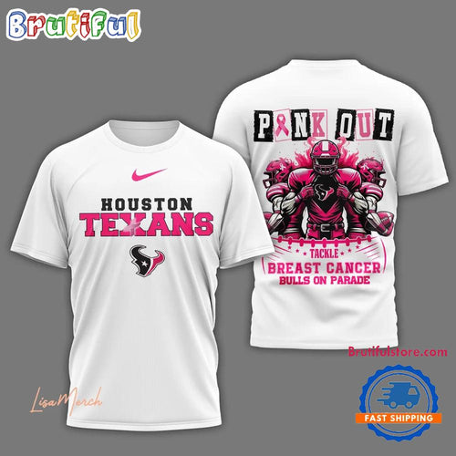 Houston Texans Football Pink Out Tackle Breast Cancer New Design T Shirt