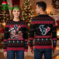 Houston Texans Grinch Santa With Christmas Lights Ugly Christmas Sweater
