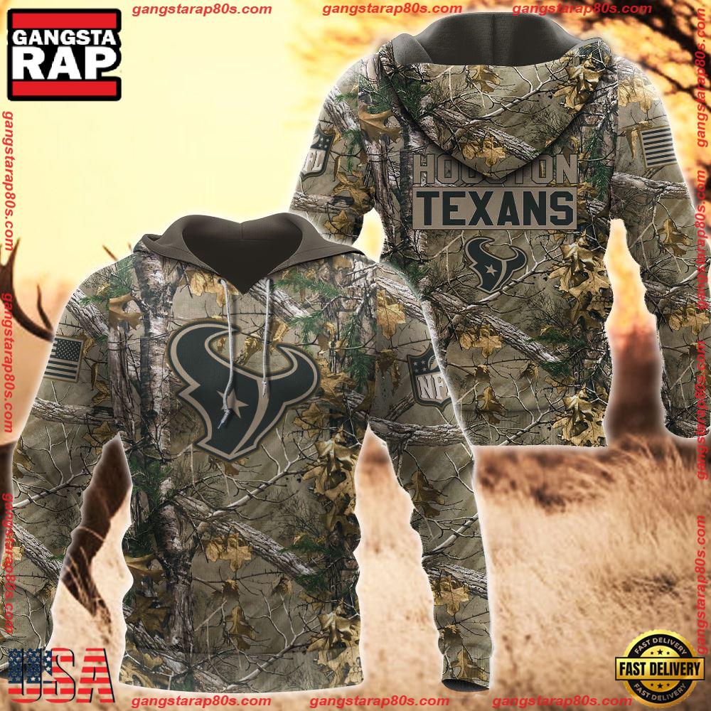 NFL Houston Texans Hunting Camo 3D Hoodies