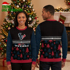 Houston Texans Logo And Pine Trees Ugly Christmas Sweater