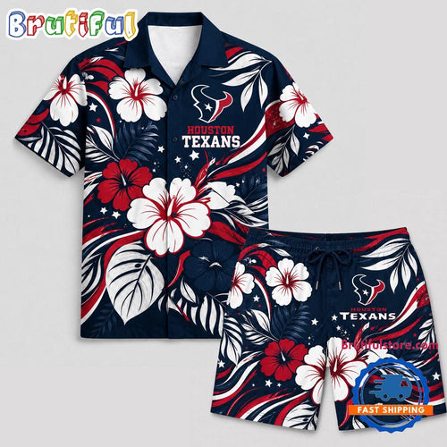 Houston Texans NFL Floral Summer Hawaiian Set
