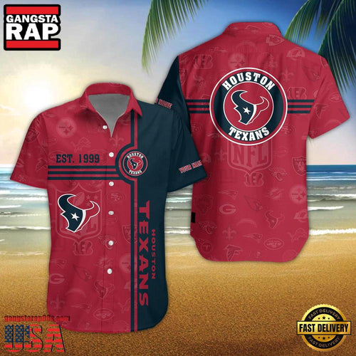 NFL Houston Texans Logo Team Custom Name New Design Hawaiian Shirt