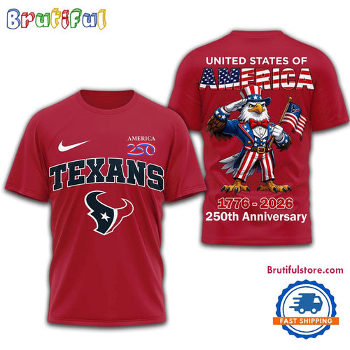 Houston Texans NFL United States of American 250th Anniversary 3D T Shirt