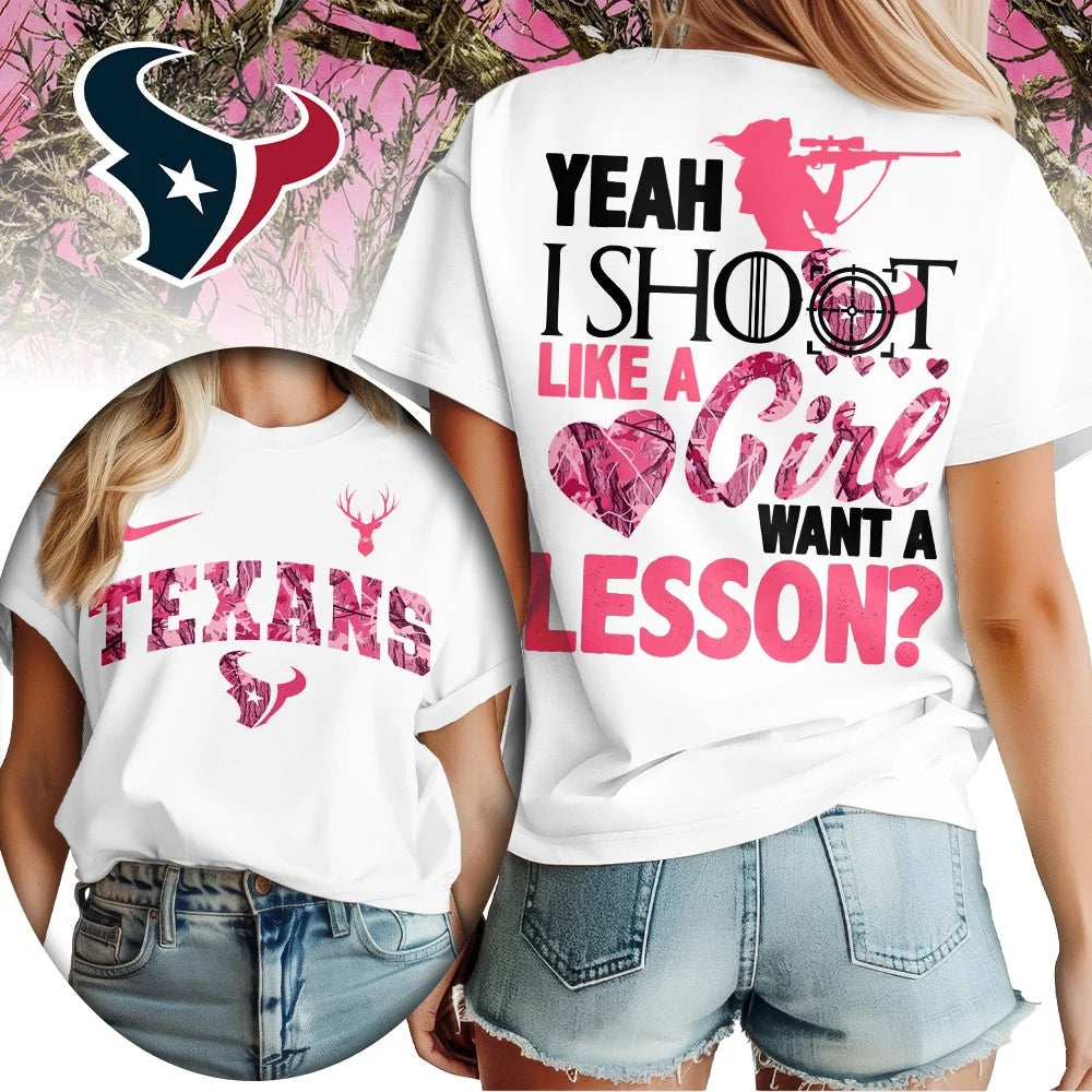 Houston Texans Premium NFL Shoot Like A Girl Women T-Shirt