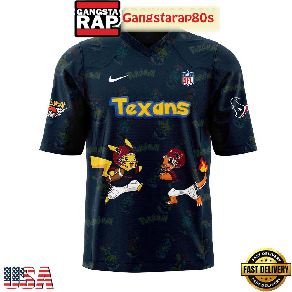 Houston Texans x Pokemon Go 2025 Black New Design Football Jersey