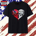 Houston Texans x San Antonio Spurs skulls face to face heart shape distressed T Shirt , Vintage Trending Shirt