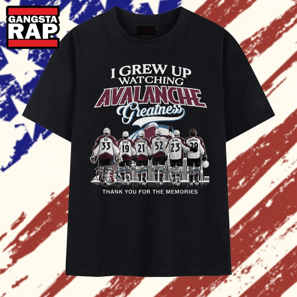 I Grew Up Watching Avalanche Greatness Colorado Hockey Signatures T Shirt