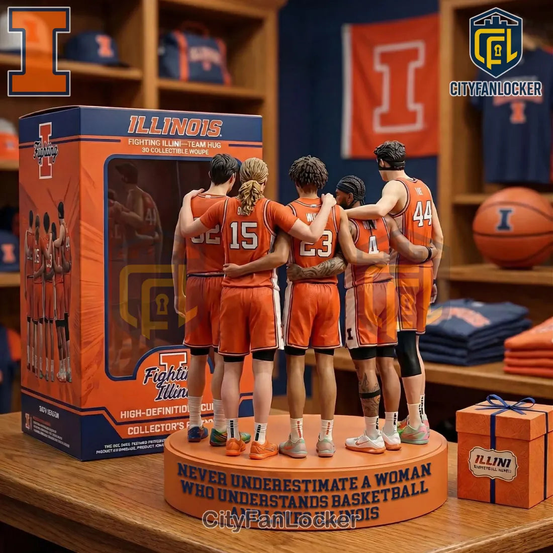 Illinois Basketball Fan Gift For Her Team Huddle Collectible Figurine