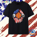 Illinois Fighting Illini American flag chest rip T Shirt