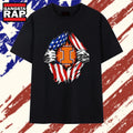 Illinois Fighting Illini American flag chest rip T Shirt