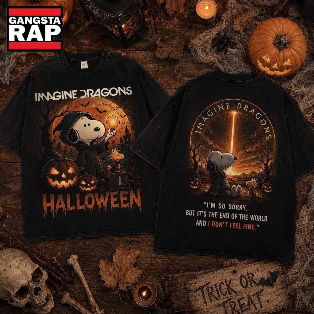 Imagine Dragons x Snoopy Halloween End of the World 3D Shirt , Music Trending 3D Shirt