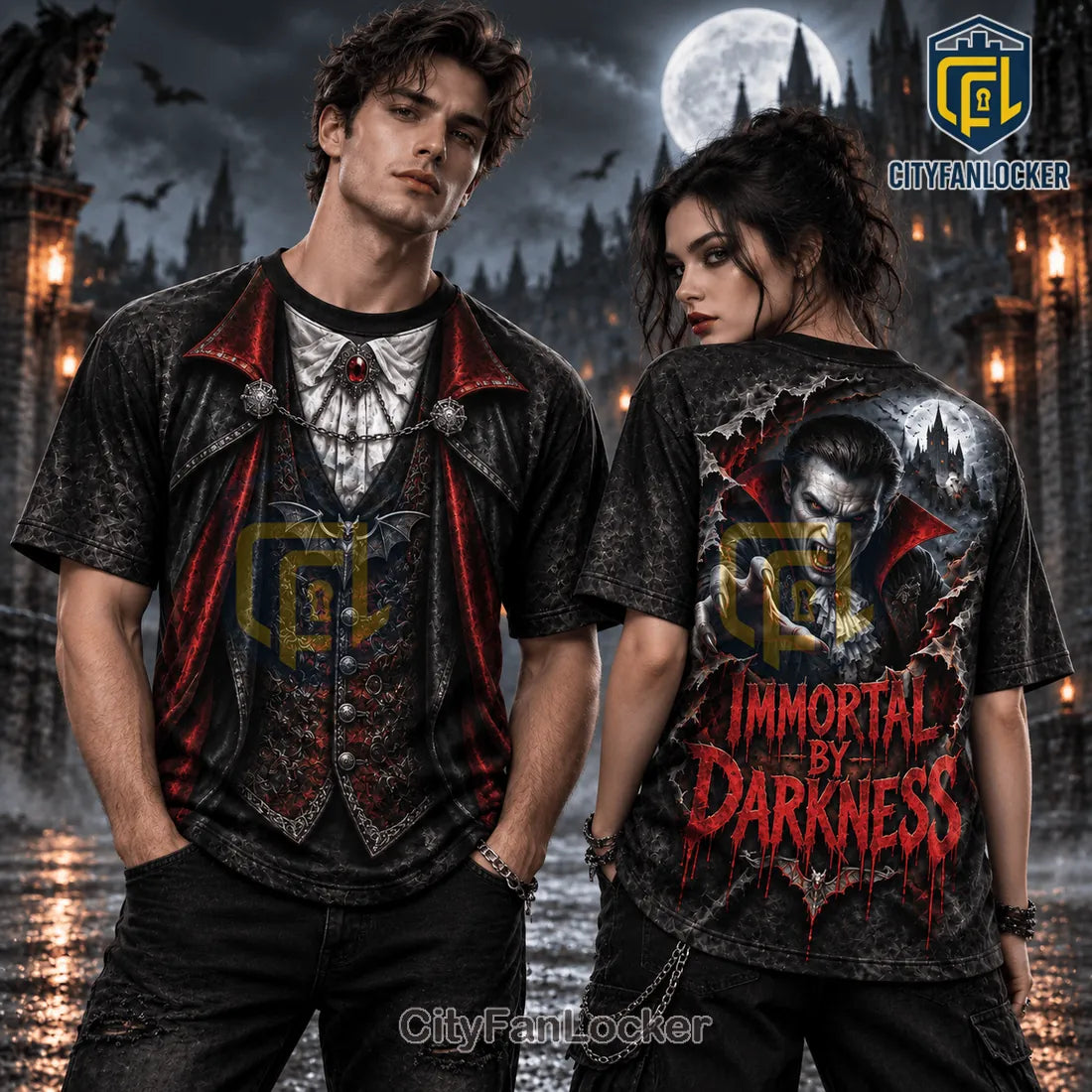 Immortal By Darkness Dracula Red Cape Shirt
