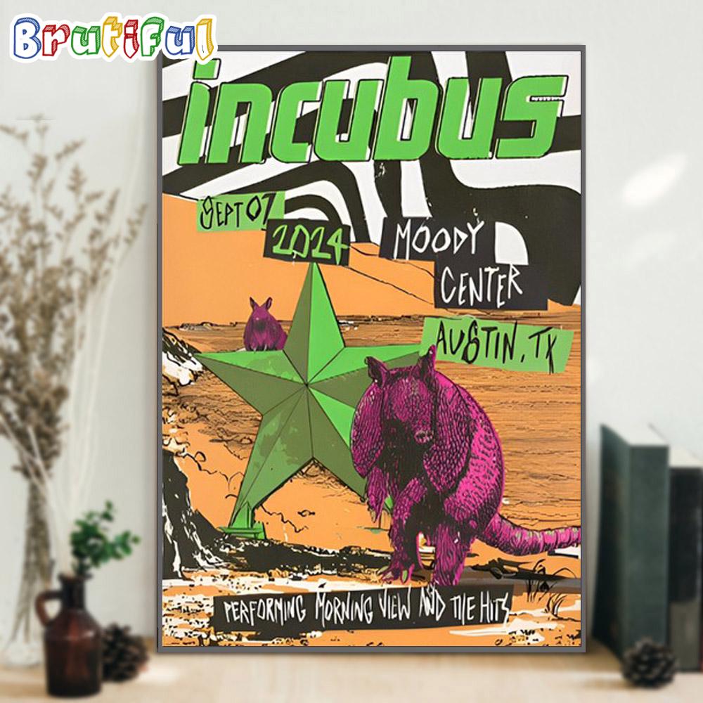 Incubus Moody Center, Austin, TX Sept 7 2024 Concert Wall Art Poster Canvas