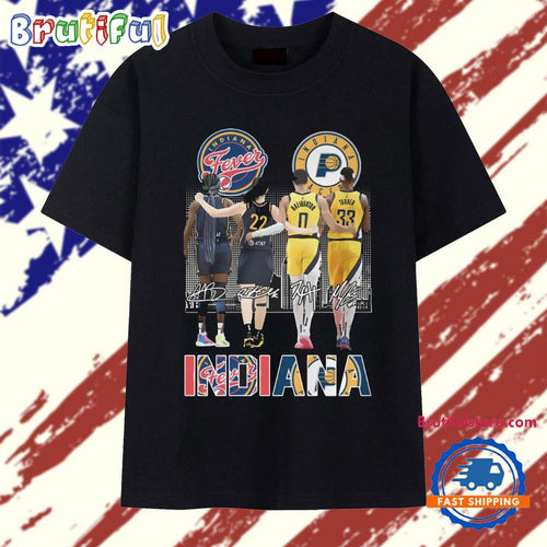 Indiana Fever 2025 Basketball Team Player Signature New T Shirt