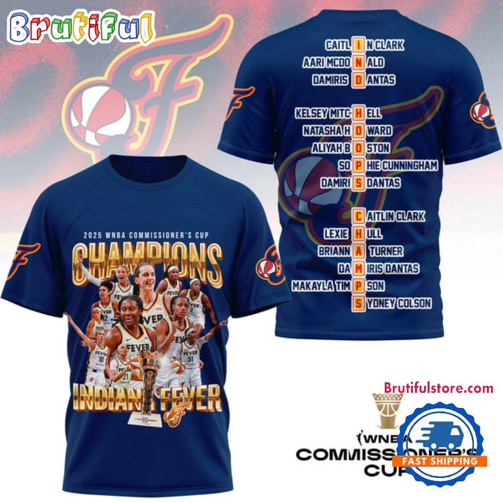 Indiana Fever 2025 Commissioner’s Cup Champions Blue Unisex 3D Shirt