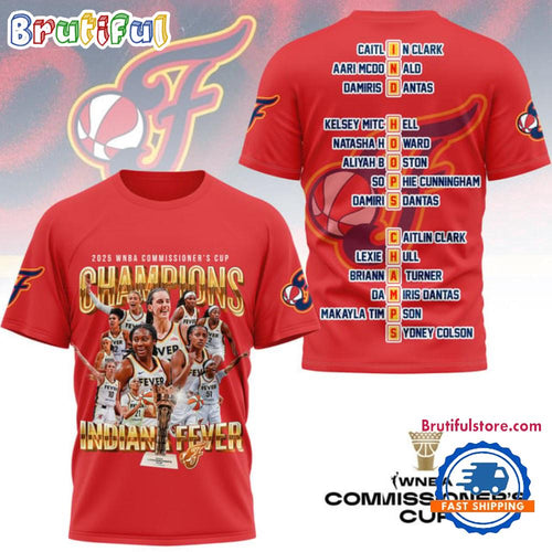 Indiana Fever 2025 Commissioner’s Cup Champions Red Unisex 3D Shirt