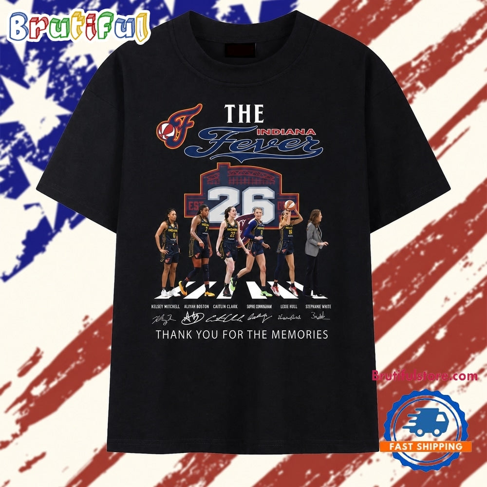 Indiana Fever Abbey Road Players Signatures Vintage Graphic T Shirt