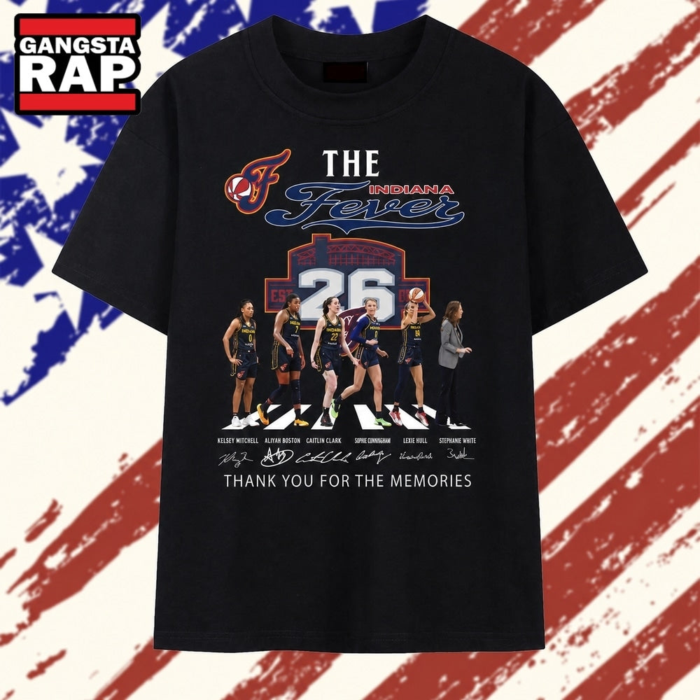Indiana Fever Abbey Road Players Signatures Vintage Graphic T Shirt