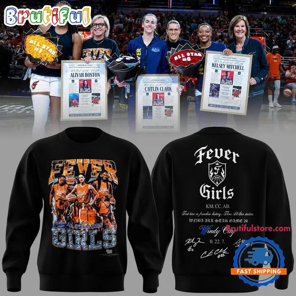 Indiana Fever Girls All Stars 2026 Limited Edition Black Hoodie T-Shirt