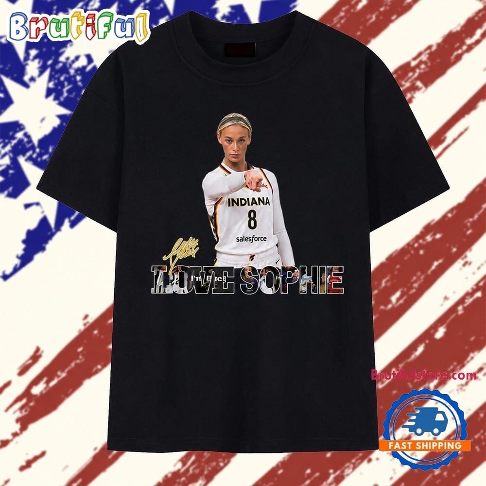 Indiana Fever I Love Sophie Cunningham #8 Basketball Graphic T Shirt