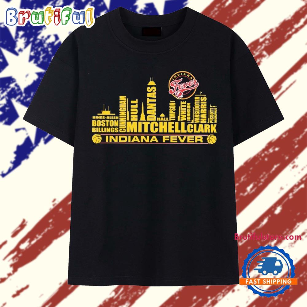 Indiana Fever Skyline Typography Basketball Team T Shirt