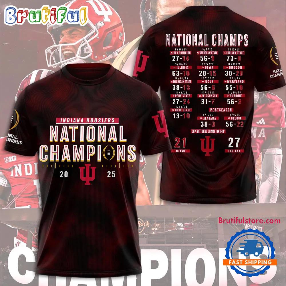 Indiana Hoosiers 2025 National Champions Score Limited Edition 3D Shirt