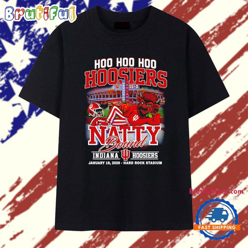 Indiana Hoosiers 2026 CFP National Champions Natty Bound Hoo Hoo Hoo mascot T Shirt
