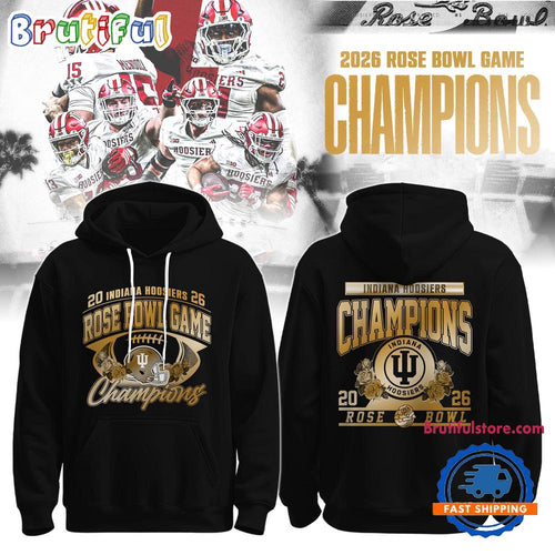 Indiana Hoosiers 2026 Rose Bowl Champions Game Limited Edition Gold Black Hoodie Shirt