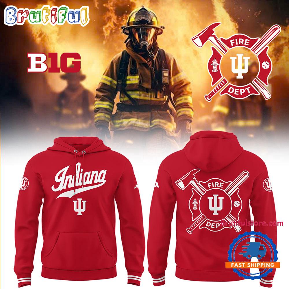 Indiana Hoosiers Baseball x Firefighter Appreciation Night Red Hoodie T-Shirt