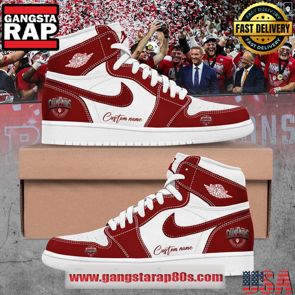 Indiana Hoosiers Big 10 Champions Never Daunted Custom Air Jordan 1 Sneakers Shoes