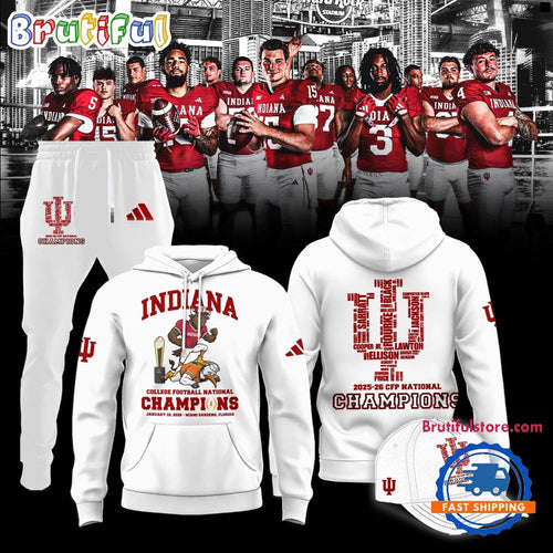 Indiana Hoosiers CFP National Champions 2026 Mascot Winner White Hoodie T-Shirt