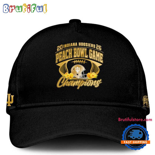Indiana Hoosiers NCAA 2026 Peach Bowl Champions Gold Black Cap