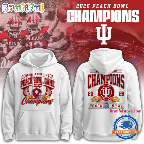 Indiana Hoosiers NCAA 2026 Peach Bowl Champions Limited Edition White Hoodie