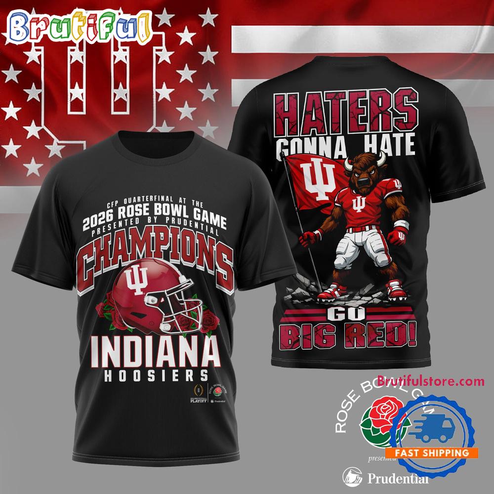 Indiana Hoosiers NCAA 2026 Rose Bowl Champions Mascot Flag Limited 3D Shirt
