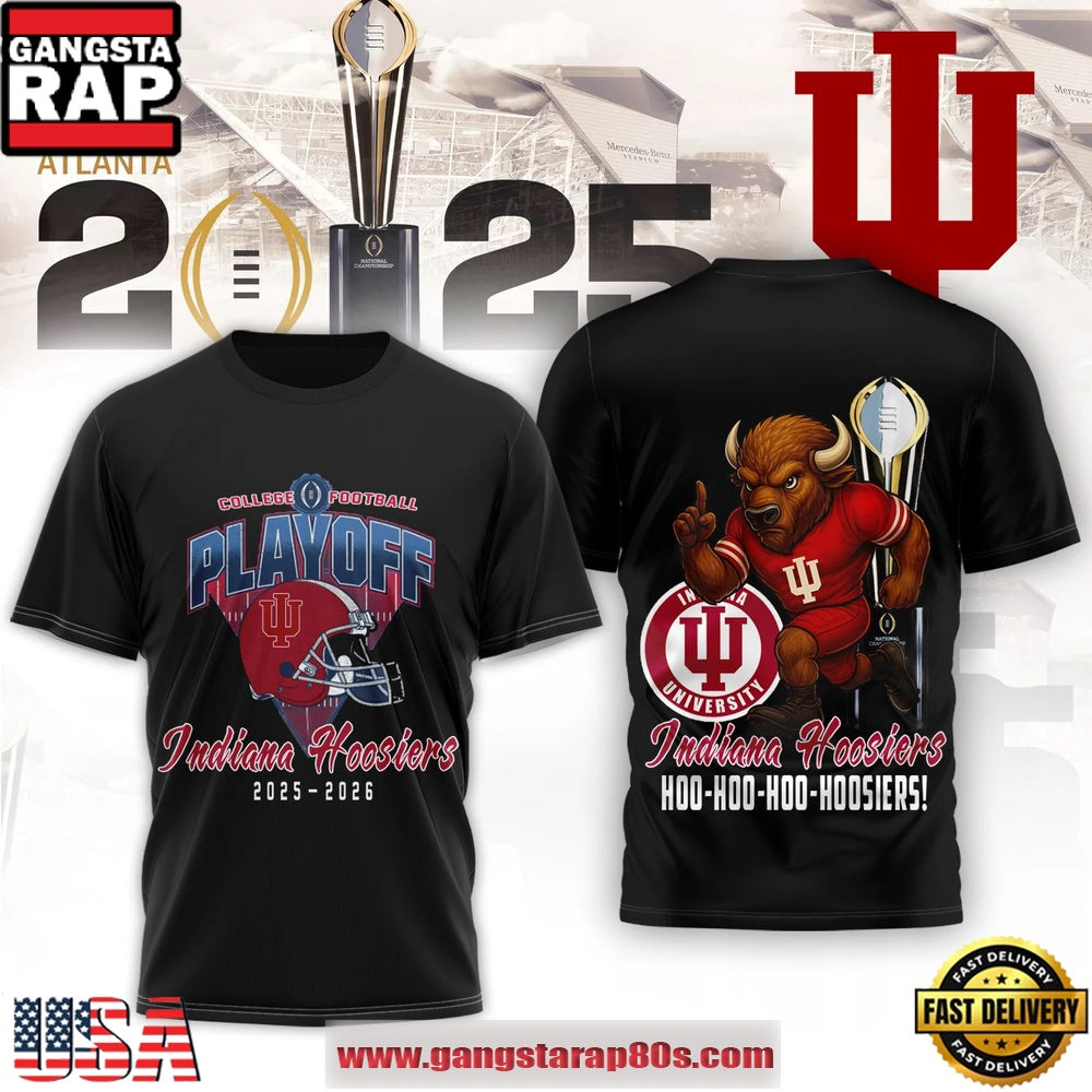 Indiana Hoosiers NCAA College Football Playoff 2025-26 T Shirt-Black