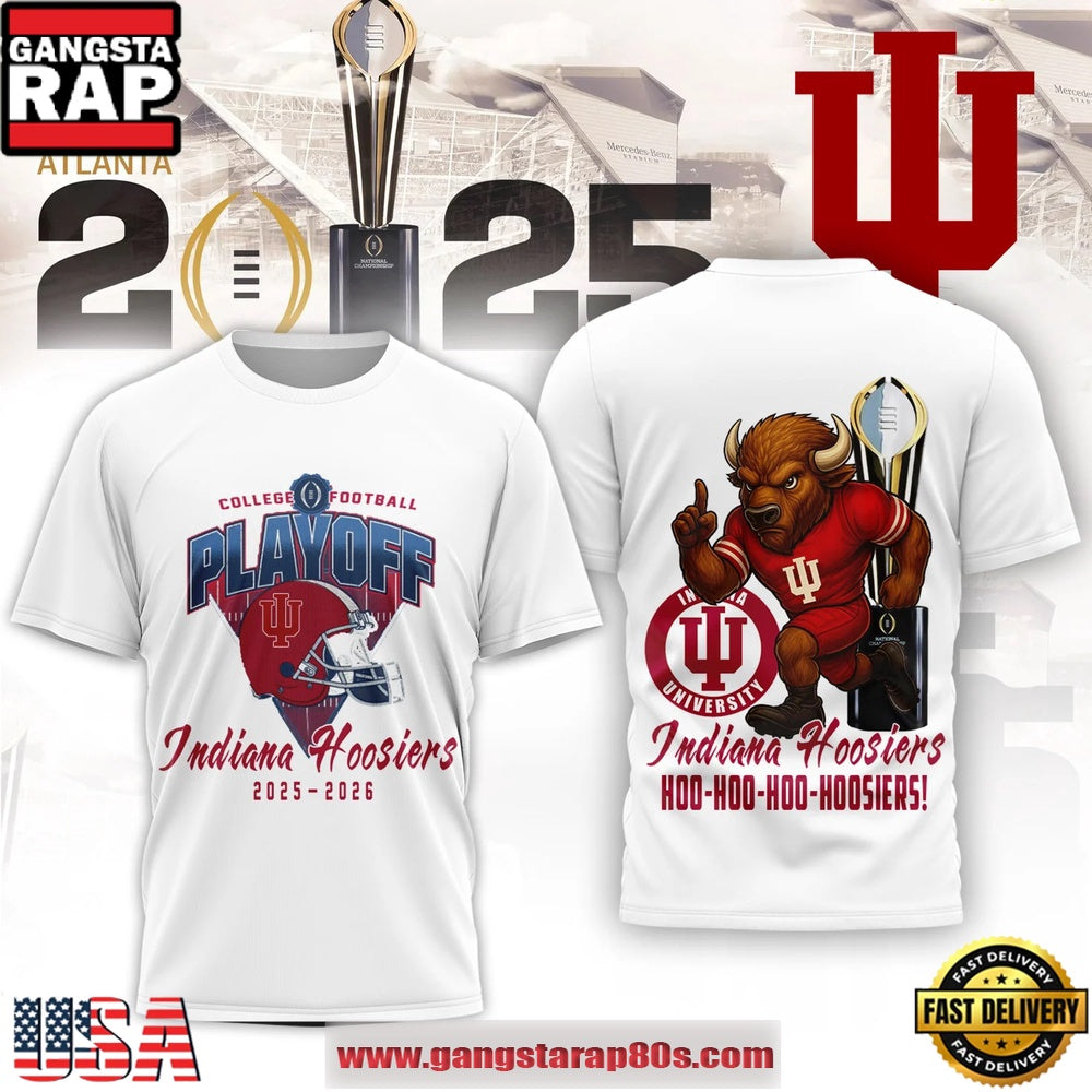 Indiana Hoosiers NCAA College Football Playoff 2025-26 T Shirt-White