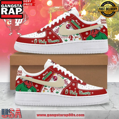 Indiana Hoosiers O Holy Hoosiers Christmas Edition Air Force 1 Running Sneakers Shoes